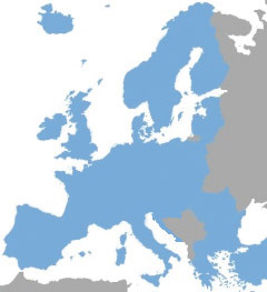 Karte mit Verbreitungsgebiet der girocard in Europa